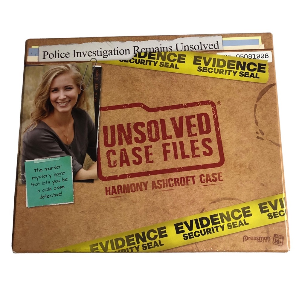 BOARD GAME - Pressman Harmony Ashcroft Unsolved Care Files Board Game.